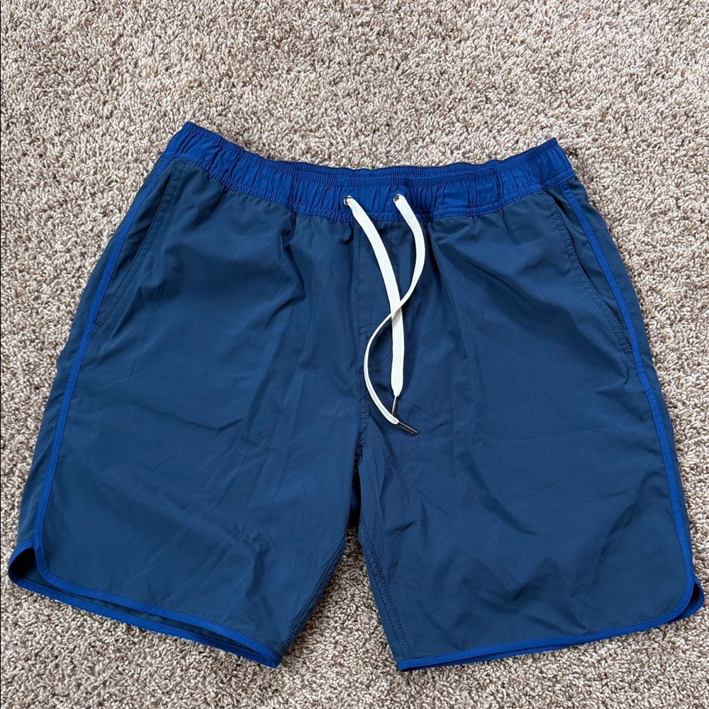 Fair Harbor Men's Navy Blue Swim Trunks with Contrast Waistband